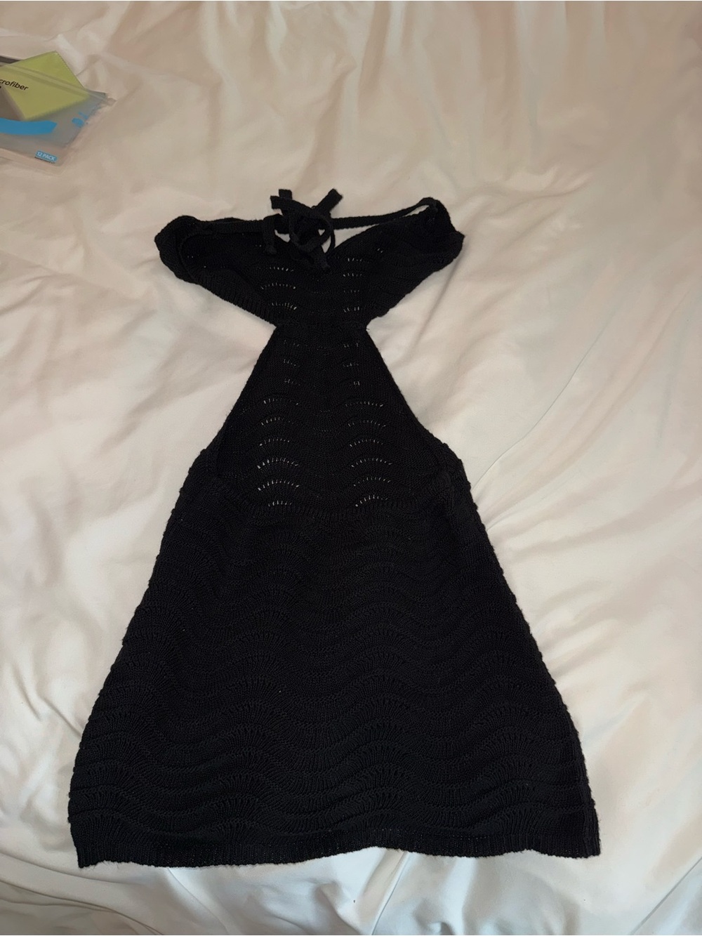 SHEIN Black Crochet Backless Halter Mini Dress